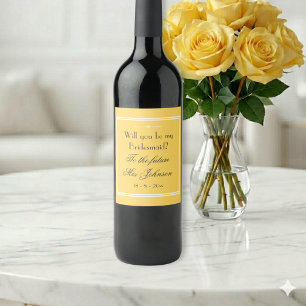 Rótulo De Garrafa De Cerveja Simples Elegante Proposta de Damas de Honra Amarel