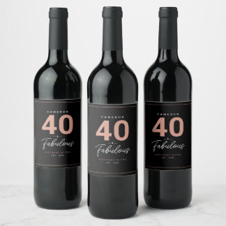 Rótulo De Garrafa De Cerveja Simples Moderno 40 e Fabuloso Vinho Personalizado