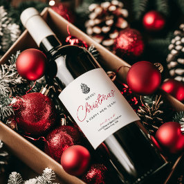 Rótulo De Garrafa De Cerveja Simples Rótulo de Natal Comercial com Script Alegr