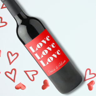 Rótulo De Garrafa De Cerveja Simples White Clean 3 x Love Neon Red