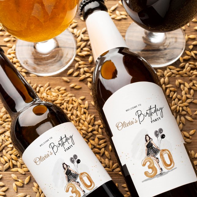 Rótulo De Garrafa De Cerveja sinal de boas-vindas a aniversário de 30 anos, (Criador carregado)