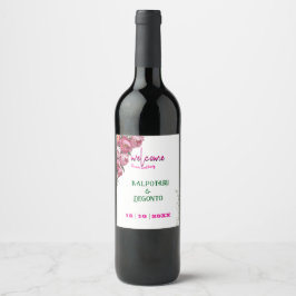 Rótulo De Garrafa De Cerveja Sinal de Boas-Vindas de Casamento Floral Rosa Eleg