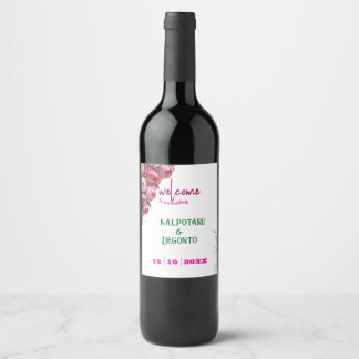 Rótulo De Garrafa De Cerveja Sinal de Boas-Vindas de Casamento Floral Rosa Eleg