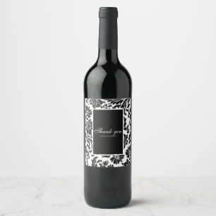 Rótulo De Garrafa De Cerveja Sinal de pedestal de casamento em damasco preto e