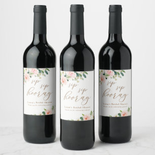Rótulo De Garrafa De Cerveja Sip Floral Sip De Cor Água Blush Elegante
