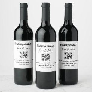Rótulo De Garrafa De Cerveja site de casamento simples minimal QR code adicione
