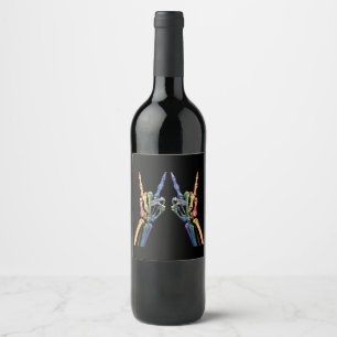 Rótulo De Garrafa De Cerveja Skeleton Rock Hand LGBTQ Legal Sinalizador Arco-Ír
