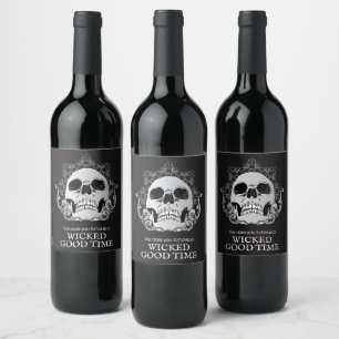 Rótulo De Garrafa De Cerveja Skull Halloween