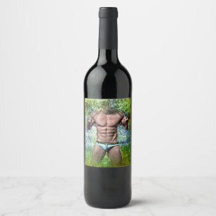 Rótulo De Garrafa De Cerveja SlipperyJoe's homem adulto altamente musculoso sem
