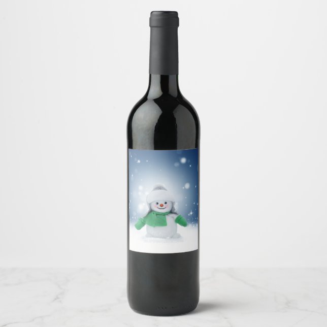 Rótulo De Garrafa De Cerveja Snowman de inverno de Natal SlipperyJoe echo cache (Frente)