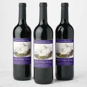 Rótulo De Garrafa De Cerveja Snowshoe Hare, inverno (Lebre de Norte) por Audubo