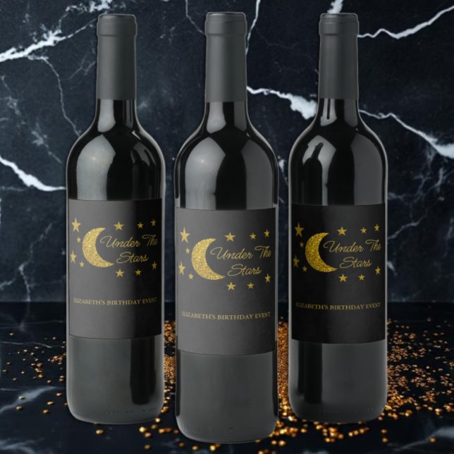 Rótulo De Garrafa De Cerveja Sob o Aniversário das Estrelas (Criador carregado)