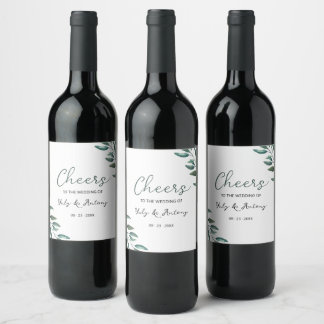 Rótulo De Garrafa De Cerveja Sobreposição de Noiva Botânica Elegante de Eucalip