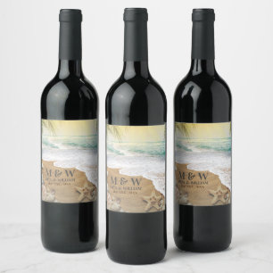 Rótulo De Garrafa De Cerveja Sol Elegante E Praia Do Oceano Azul