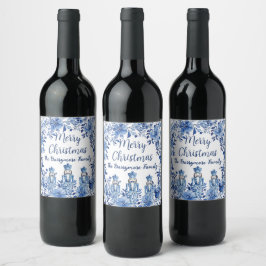 Rótulo De Garrafa De Cerveja Soldados Florais Brancos Chinoiserie Azul