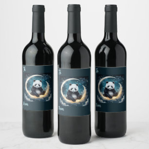 Rótulo De Garrafa De Cerveja Sonhando à Lua: Serenada Celestial de Panda