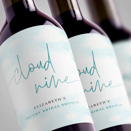 Rótulo De Garrafa De Cerveja Sonho de Chá de panela Branco e Azul Cloud Nine