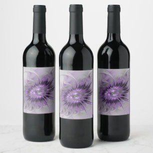 Rótulo De Garrafa De Cerveja Sonho de Flor de Lavanda Arte Fractal Abstrato Mod