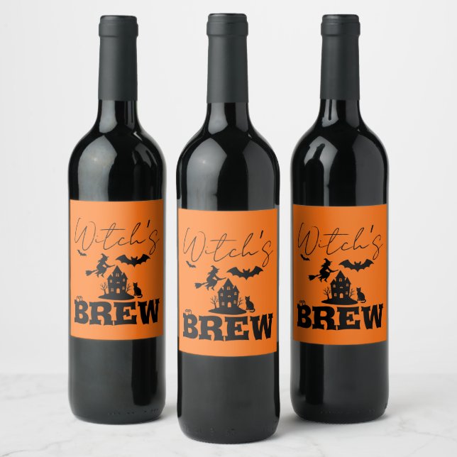 Rótulo De Garrafa De Cerveja Spooky Haunted House & Witch Silhouette | (Garrafas)