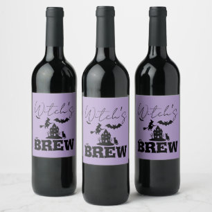Rótulo De Garrafa De Cerveja Spooky Haunted House & Witch Silhouette