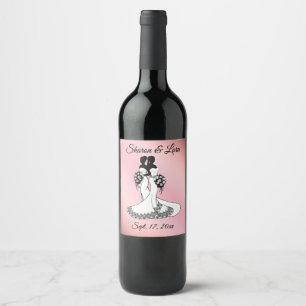 Rótulo De Garrafa De Cerveja Sra. e Sra. Wedding Personalizada Rosa