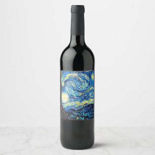 Rótulo De Garrafa De Cerveja Starry Night, famoso trabalho de arte Vincent van