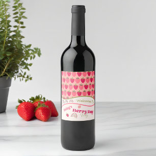 Rótulo De Garrafa De Cerveja Strawberry Fields Delight Birthday