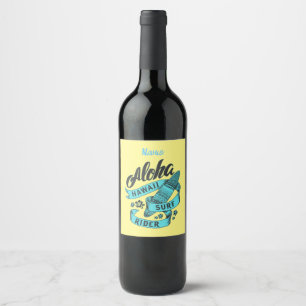 Rótulo De Garrafa De Cerveja Surf Aloha Hawaii Rider Thunder_Cove