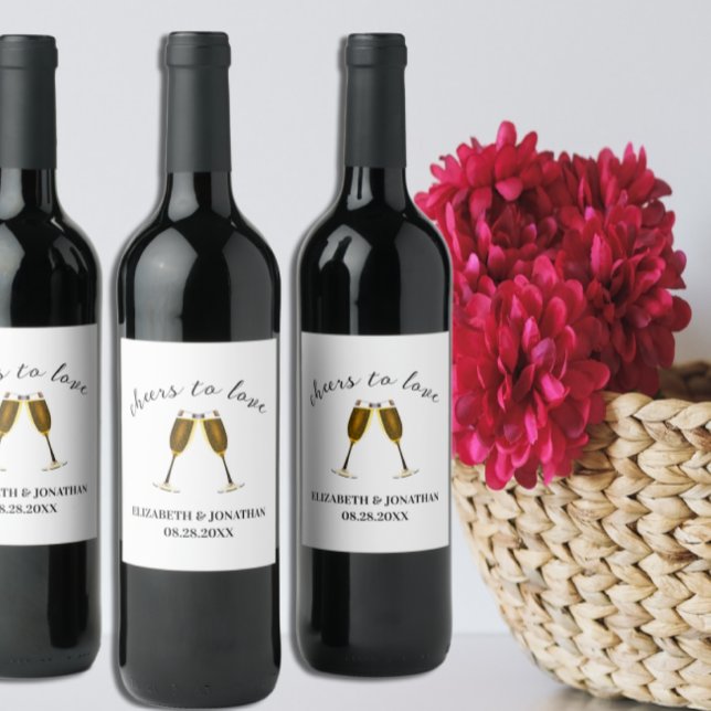 Rótulo De Garrafa De Cerveja Taças de Champanhe Brindando ao Amor (Criador carregado)