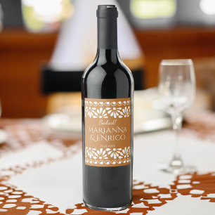 Rótulo De Garrafa De Cerveja Talavera terracotta - Monograma de fiesta mexicana