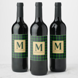 Rótulo De Garrafa De Cerveja Tartan Monograma M MacDonald