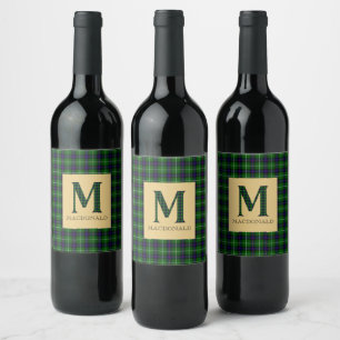 Rótulo De Garrafa De Cerveja Tartan Monograma M MacDonald