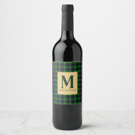 Rótulo De Garrafa De Cerveja Tartan Monograma M MacDonald