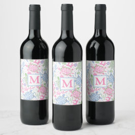 Rótulo De Garrafa De Cerveja Tartarugas Marinhas Aquarela Monograma Oceano