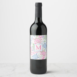 Rótulo De Garrafa De Cerveja Tartarugas Marinhas Aquarela Monograma Oceano