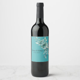Rótulo De Garrafa De Cerveja Teal Whisper Blooms Wedding