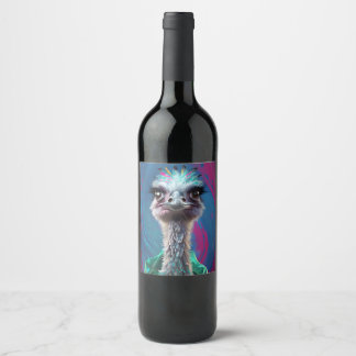 Rótulo De Garrafa De Cerveja Tema avestruz