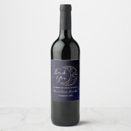 Rótulo De Garrafa De Cerveja Tema de Casamento Estrela Celestial e Lua Dourada 