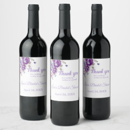Rótulo De Garrafa De Cerveja Tema Floral Roxo Obrigado Vinho Vinhetas
