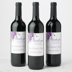 Rótulo De Garrafa De Cerveja Tema Floral Roxo Obrigado Vinho Vinhetas