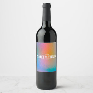 Rótulo De Garrafa De Cerveja Tendência Holográfica Neon Light de Shift de Cor