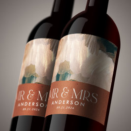 Rótulo De Garrafa De Cerveja Terracotta teal Sr. Sra. obrigado, você casou de f