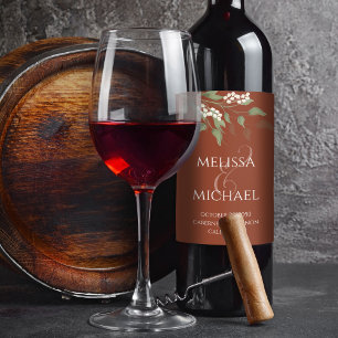 Rótulo De Garrafa De Cerveja Terracotta Wedding Greenery Personalizado