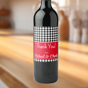 Rótulo De Garrafa De Cerveja Texto Personalizado, Obrigado Xadrez Vermelho (6)