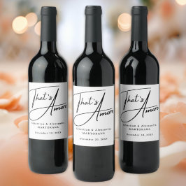 Rótulo De Garrafa De Cerveja That's Amore! Elegant Black Script Wedding