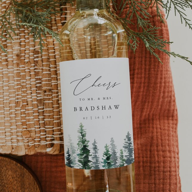 Rótulo De Garrafa De Cerveja Timber Grove | Casamento Evergreen Winter (Criador carregado)