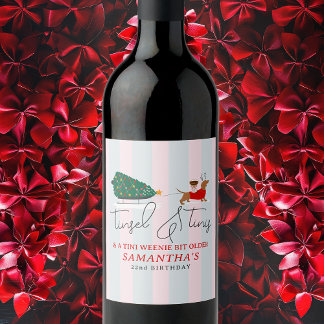 Rótulo De Garrafa De Cerveja Tinsel & Tinis Tini Weenie Bit Older Xmas Doxie