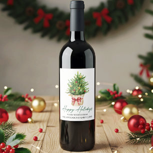 Rótulo De Garrafa De Cerveja Tinta de Caligrafia Aquarela Pinheiro Vermelho Arc