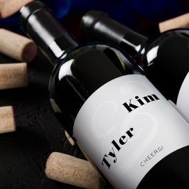 Rótulo De Garrafa De Cerveja Típica de animação moderna casamento branco e pret