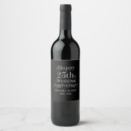 Rótulo De Garrafa De Cerveja Típica de Silver do 25 do Feliz Aniversário